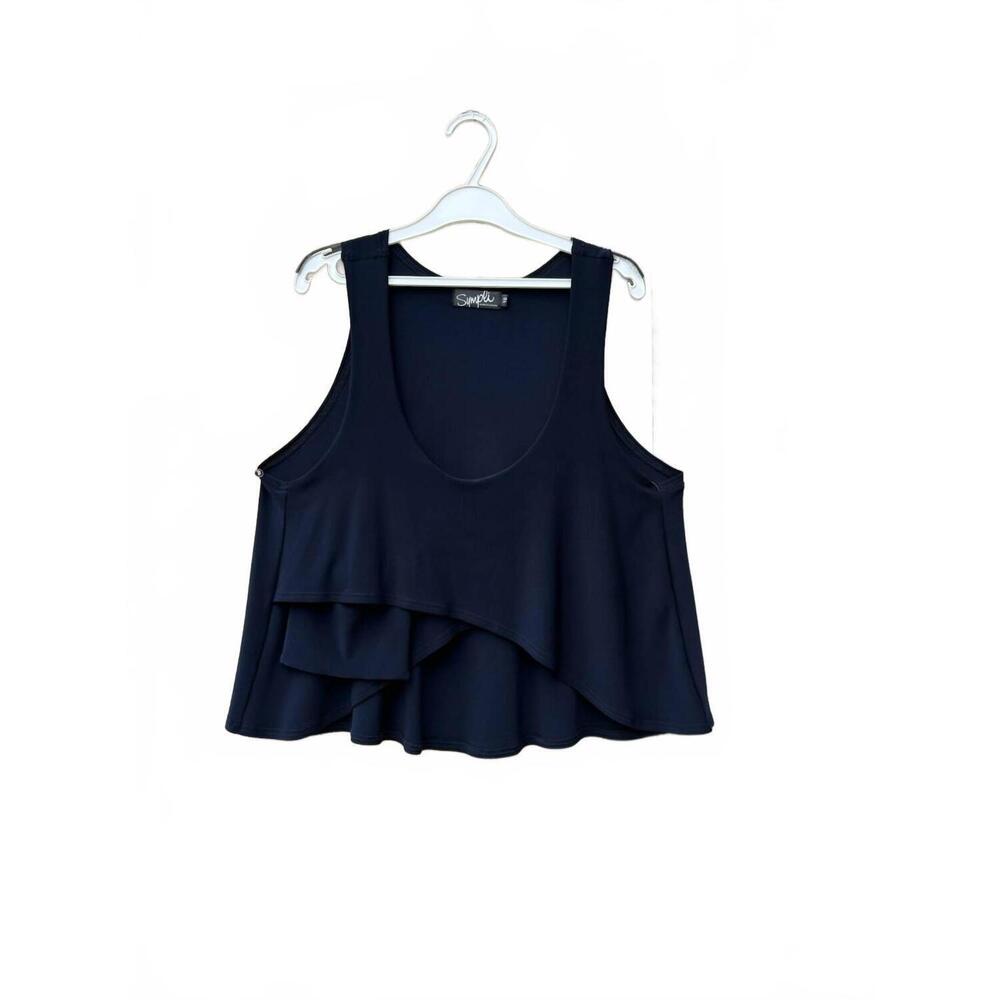 NEW SYMPLI women's crop smock top in navy